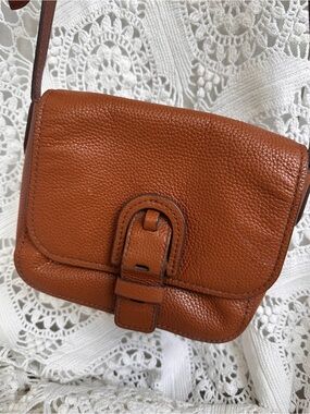 Fossil Delanie Tan Brown Pebbled Leather Crossbody Bag